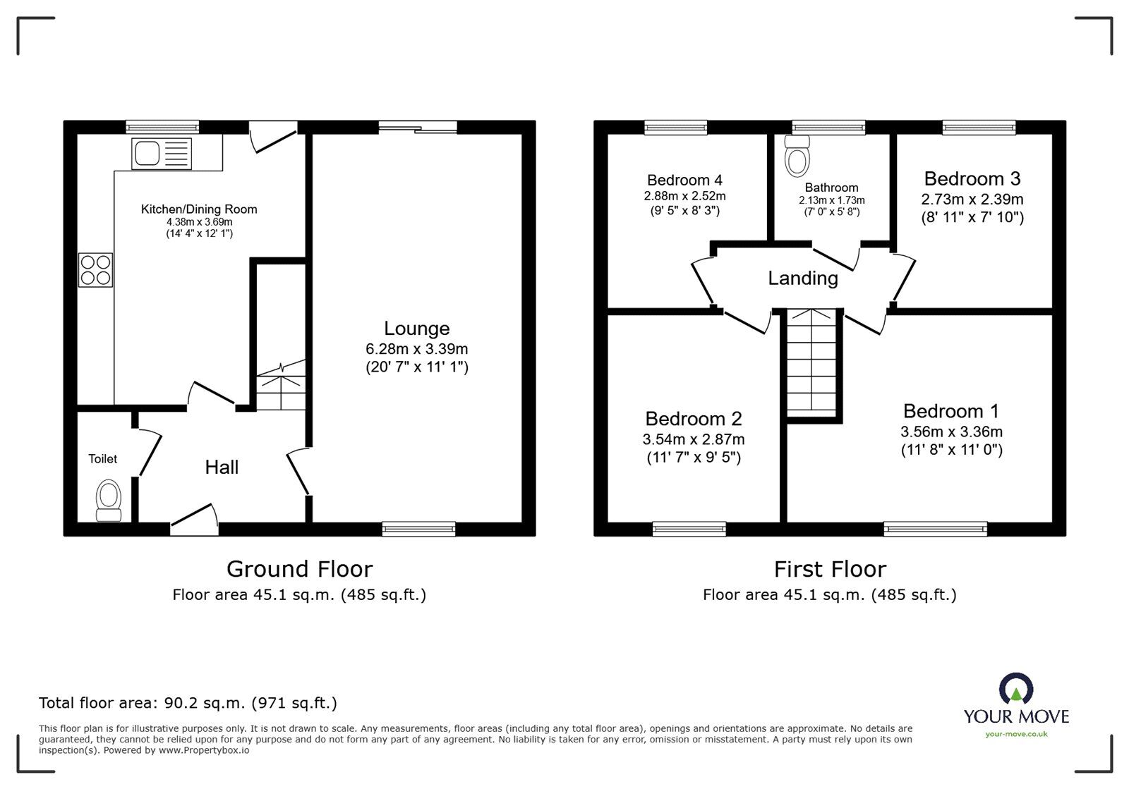 Floorplan of 4 bedroom Semi Detached House for sale, Newcomen Road, Bedworth, Warwickshire, CV12