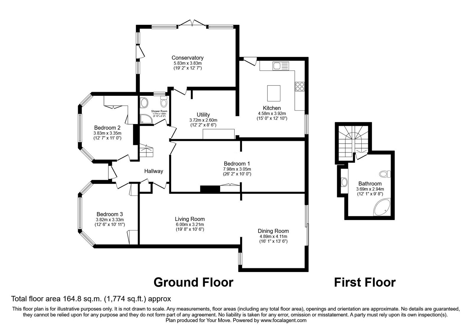Floorplan of 3 bedroom Detached Bungalow for sale, Coventry Road, Exhall, Warwickshire, CV7