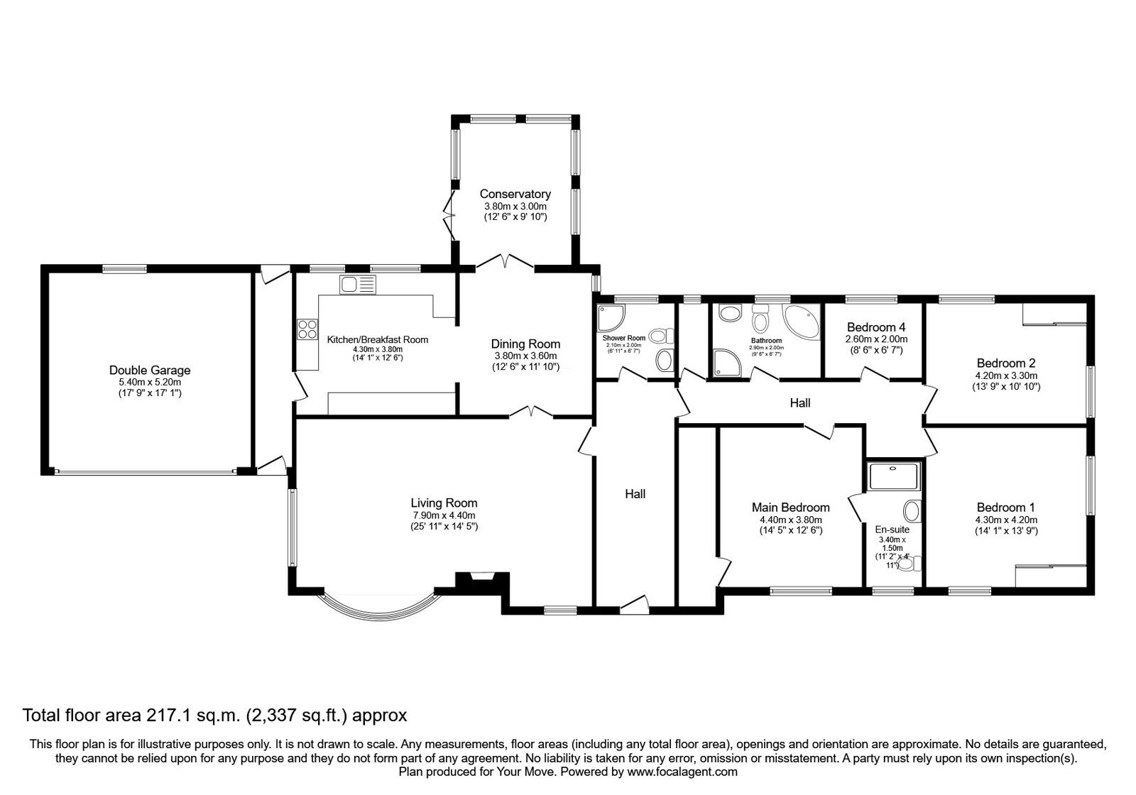 Floorplan of 3 bedroom Detached Bungalow for sale, Hall Lane, Wolvey, Warwickshire, LE10