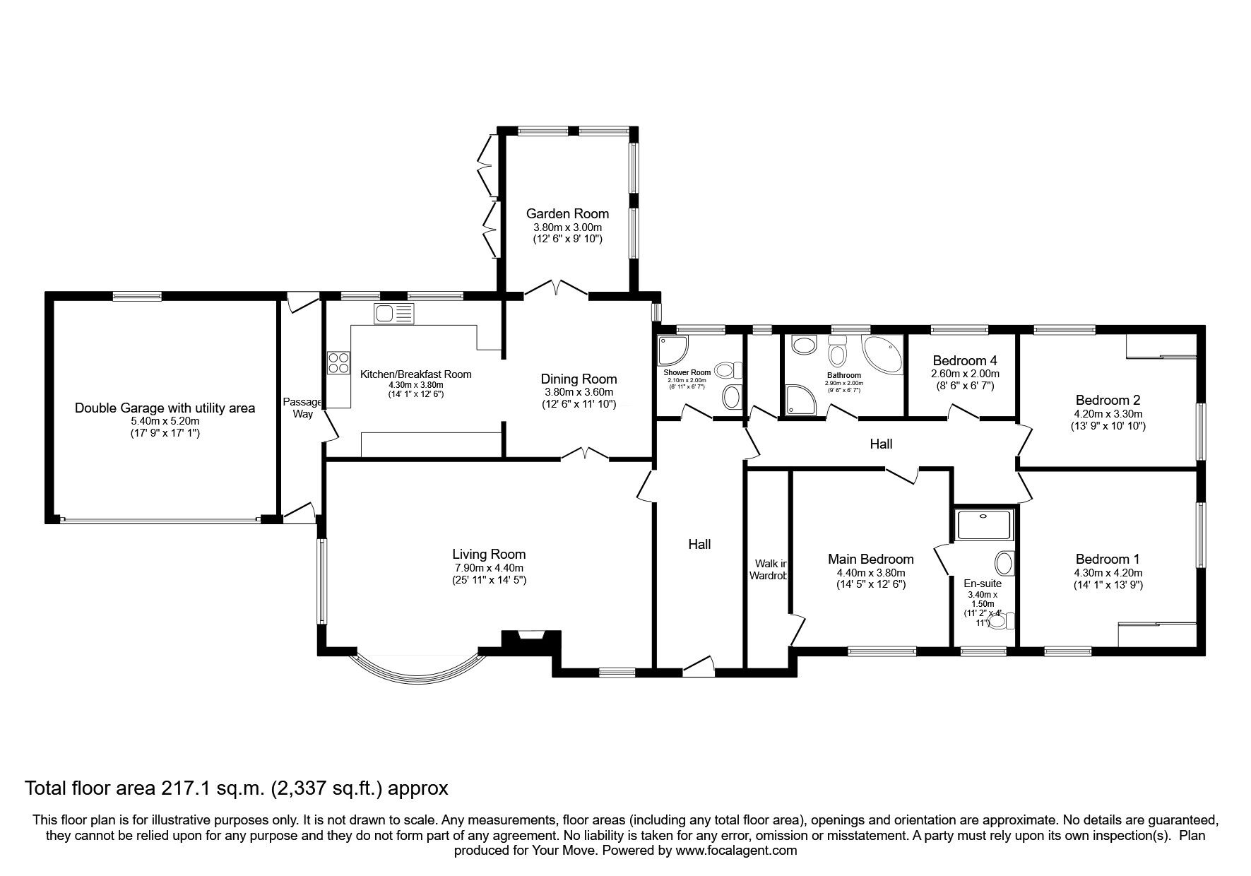 Floorplan of 3 bedroom Detached Bungalow for sale, Hall Lane, Wolvey, Warwickshire, LE10