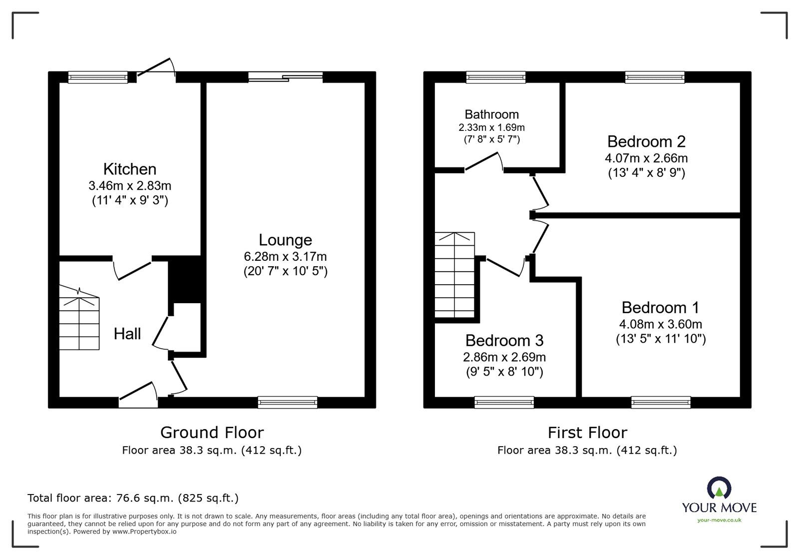 Floorplan of 3 bedroom Semi Detached House for sale, Raynor Crescent, Bedworth, CV12