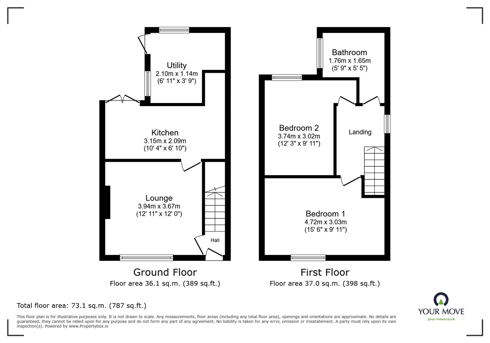 Floorplan of 2 bedroom Semi Detached House for sale, Poplar Avenue, Bedworth, Warwickshire, CV12