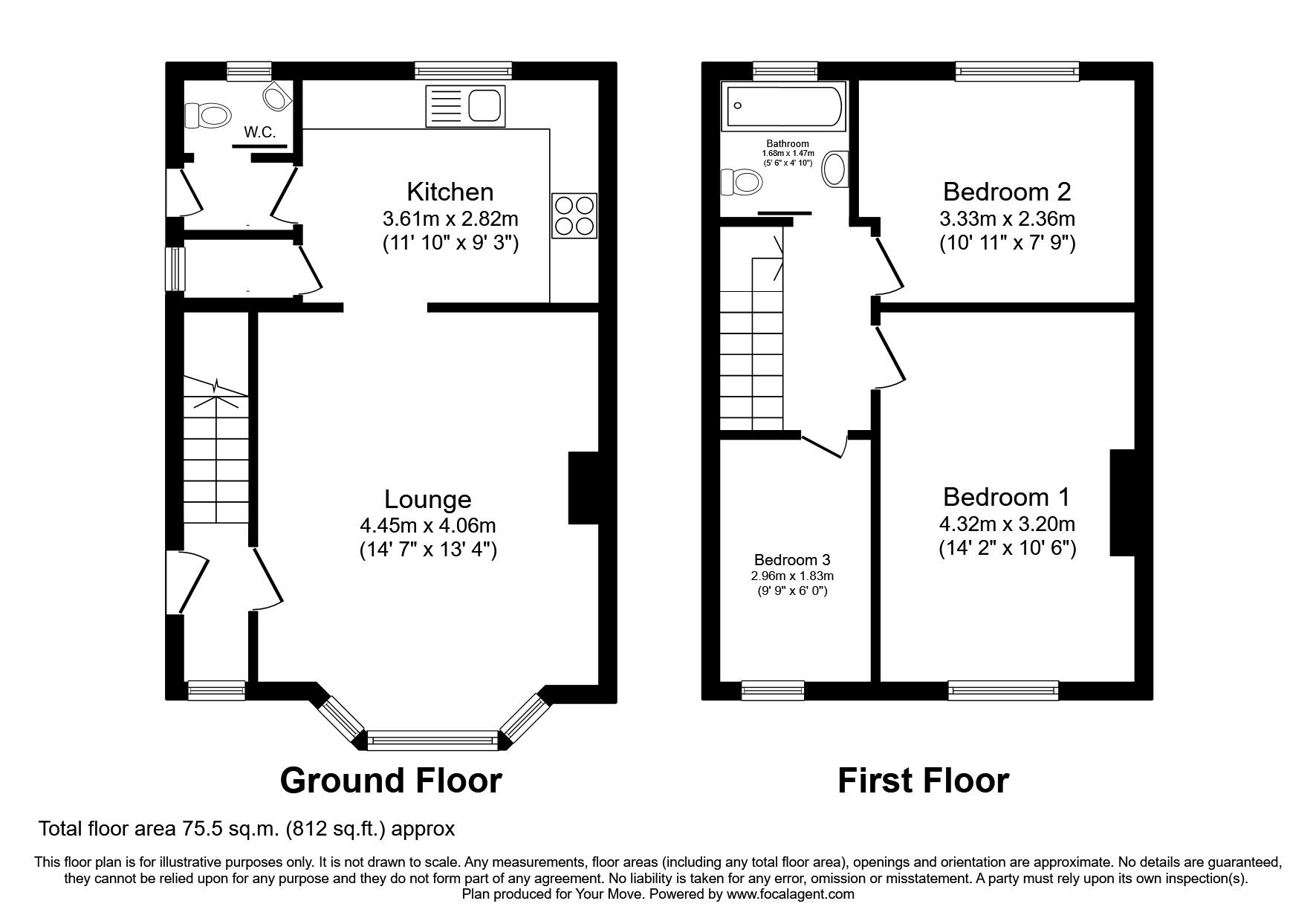 Floorplan of 3 bedroom Semi Detached House for sale, Topps Drive, Bedworth, Warwickshire, CV12