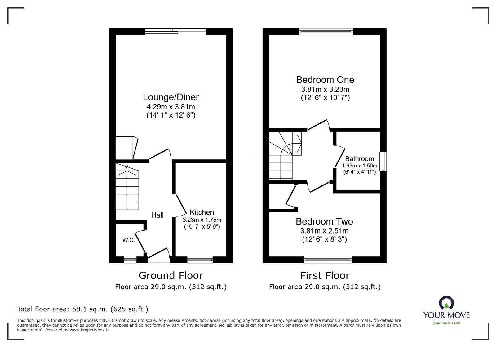 Floorplan of 2 bedroom Semi Detached House for sale, Pebblebrook Way, Bedworth, Warwickshire, CV12