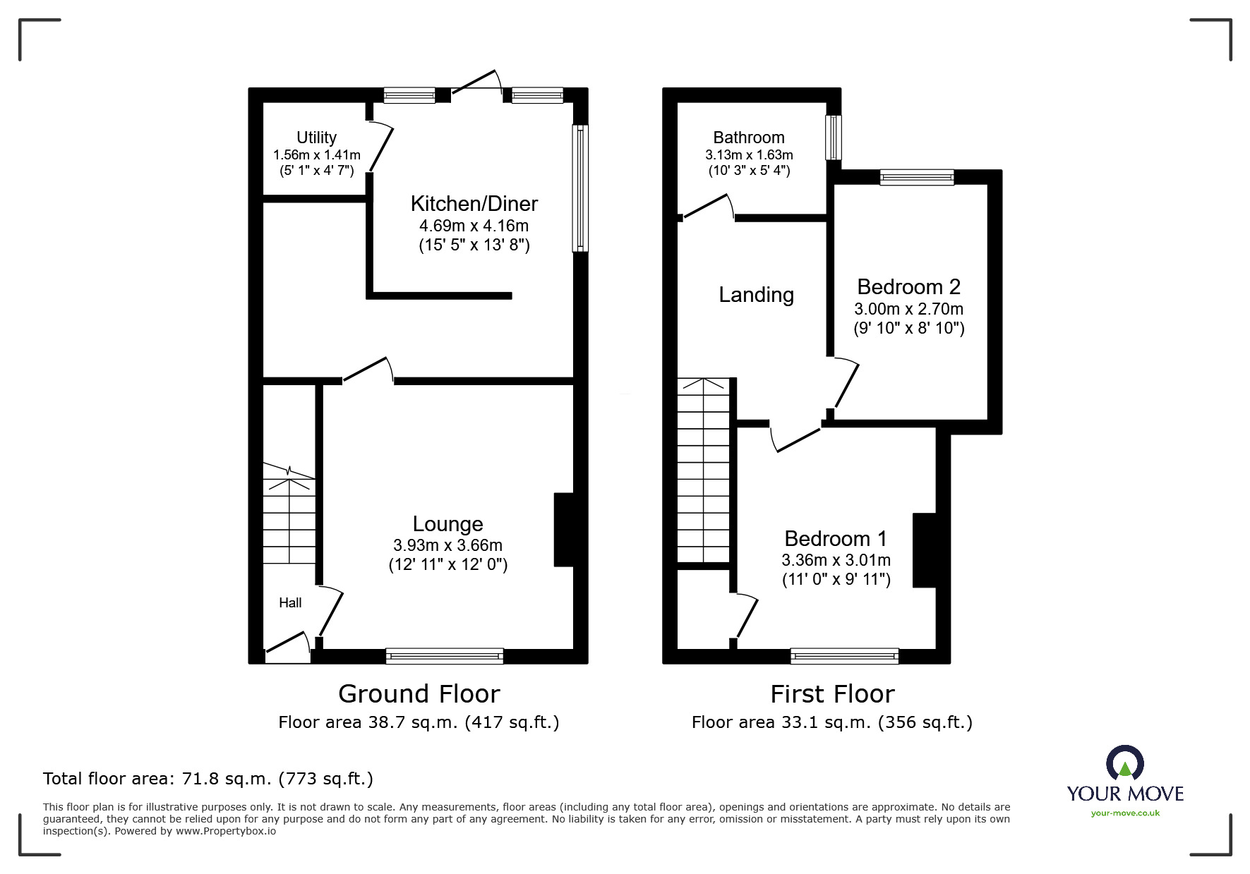 Floorplan of 2 bedroom Semi Detached House for sale, Shakespeare Avenue, Bedworth, Warwickshire, CV12