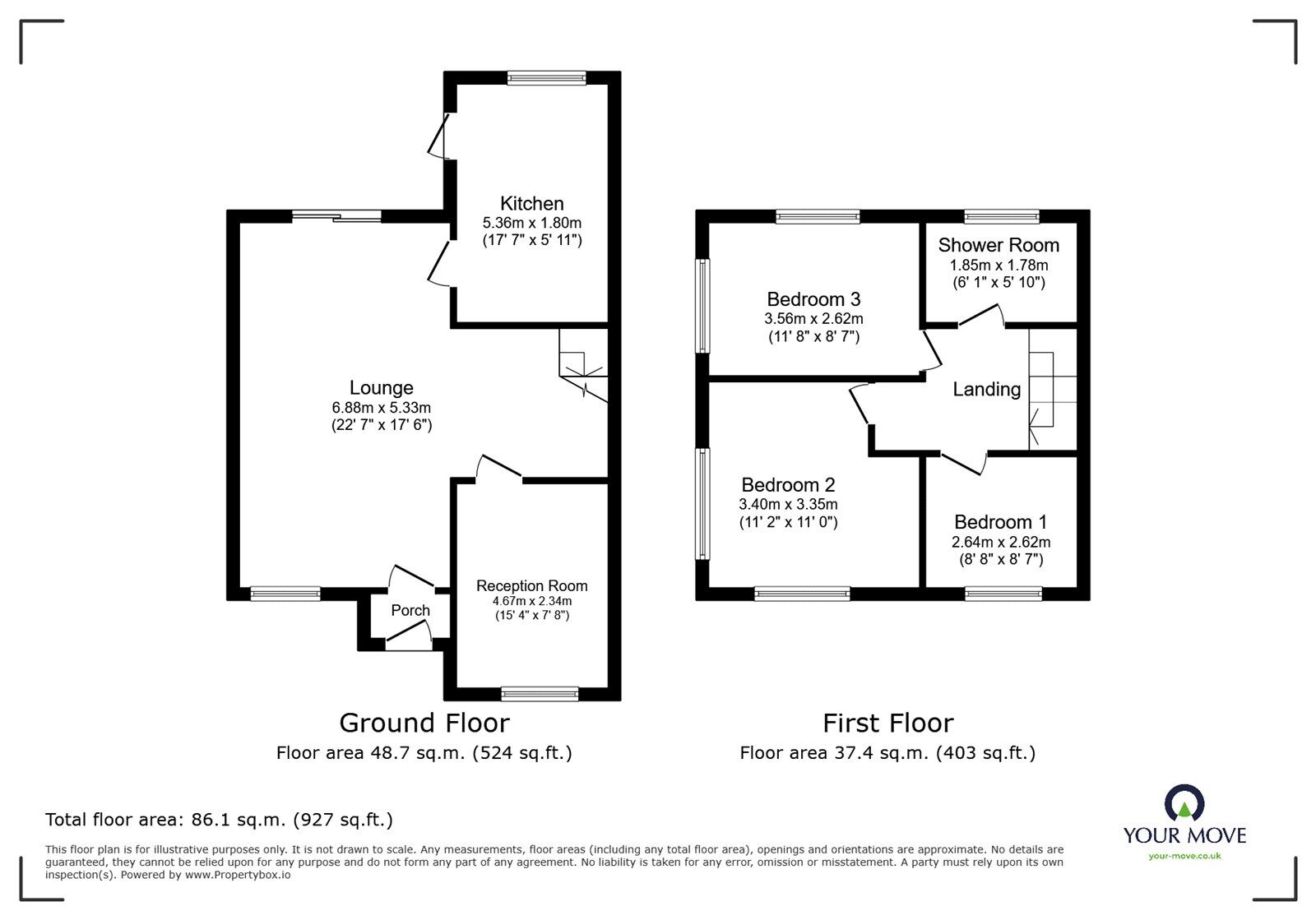 Floorplan of 4 bedroom Mid Terrace House to rent, Bruce Road, Exhall, Warwickshire, CV7