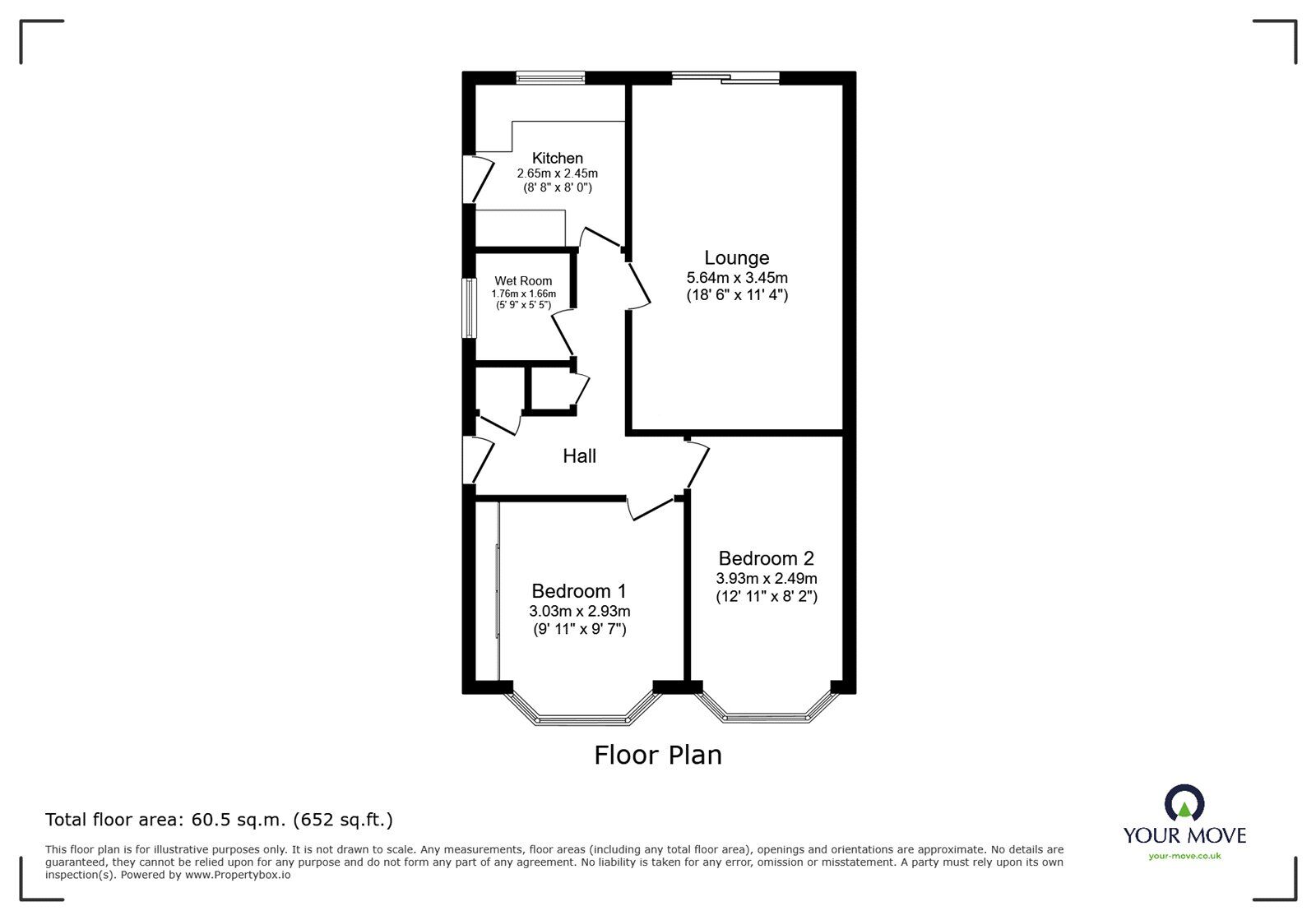 Floorplan of 2 bedroom Semi Detached Bungalow for sale, High Ash Close, Exhall, Warwickshire, CV7