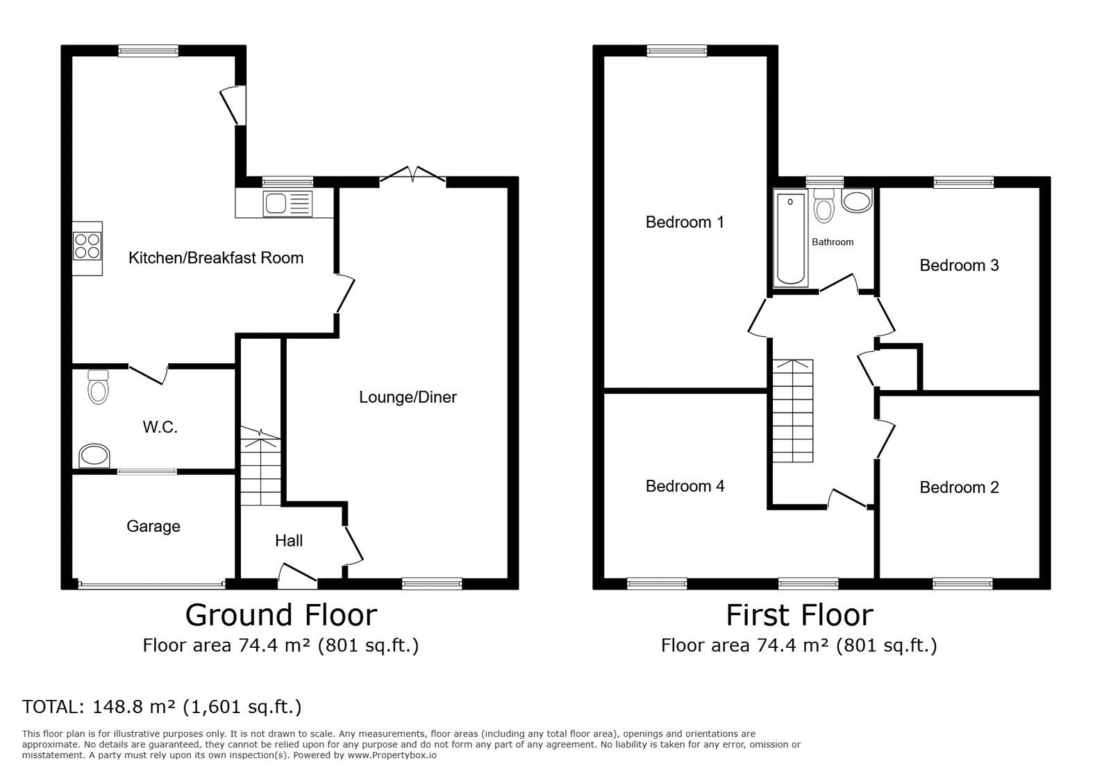 Floorplan of 4 bedroom Semi Detached House to rent, Brook Street, Bedworth, Warwickshire, CV12