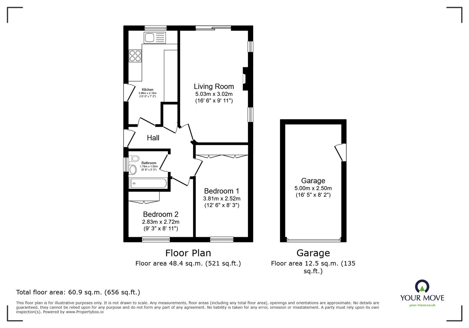 Floorplan of 2 bedroom Detached Bungalow for sale, Alice Close, Bedworth, Warwickshire, CV12