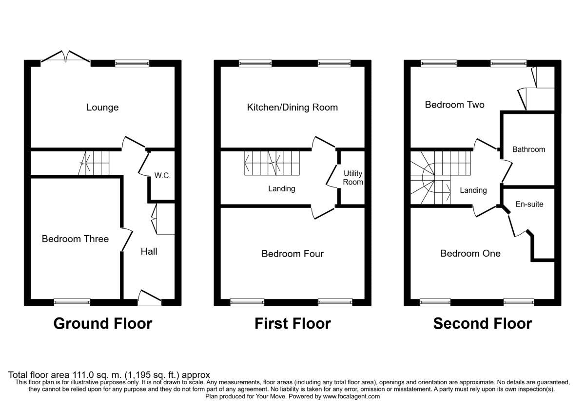 Floorplan of 4 bedroom Mid Terrace House for sale, Bulkington Road, Bedworth, Warwickshire, CV12