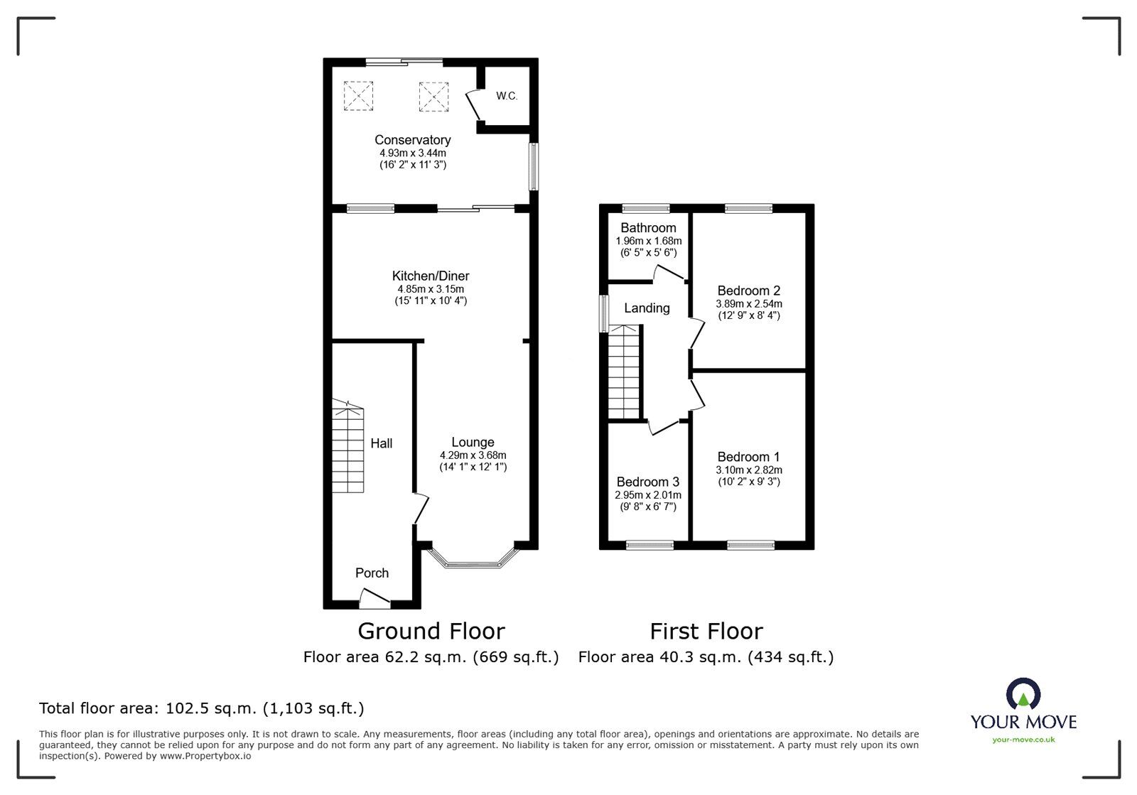 Floorplan of 3 bedroom Link Detached House for sale, The Priors, Bedworth, Warwickshire, CV12