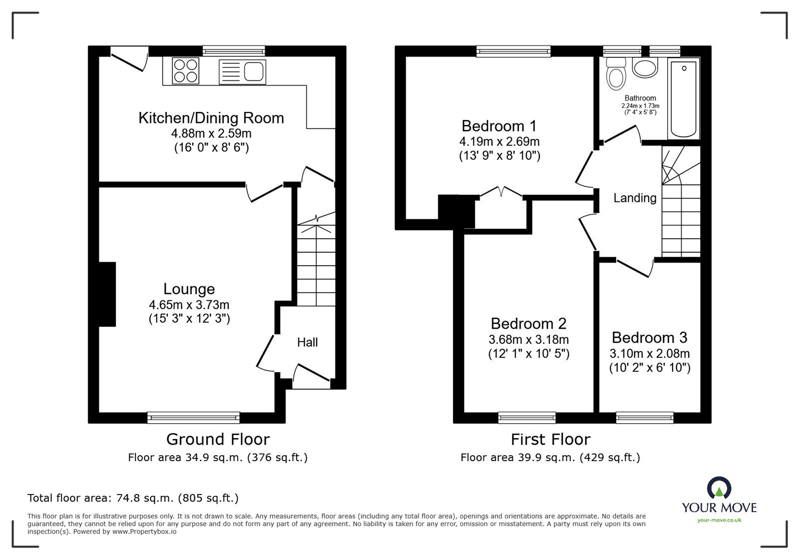 Floorplan of 3 bedroom Mid Terrace House for sale, Henson Road, Bedworth, Warwickshire, CV12