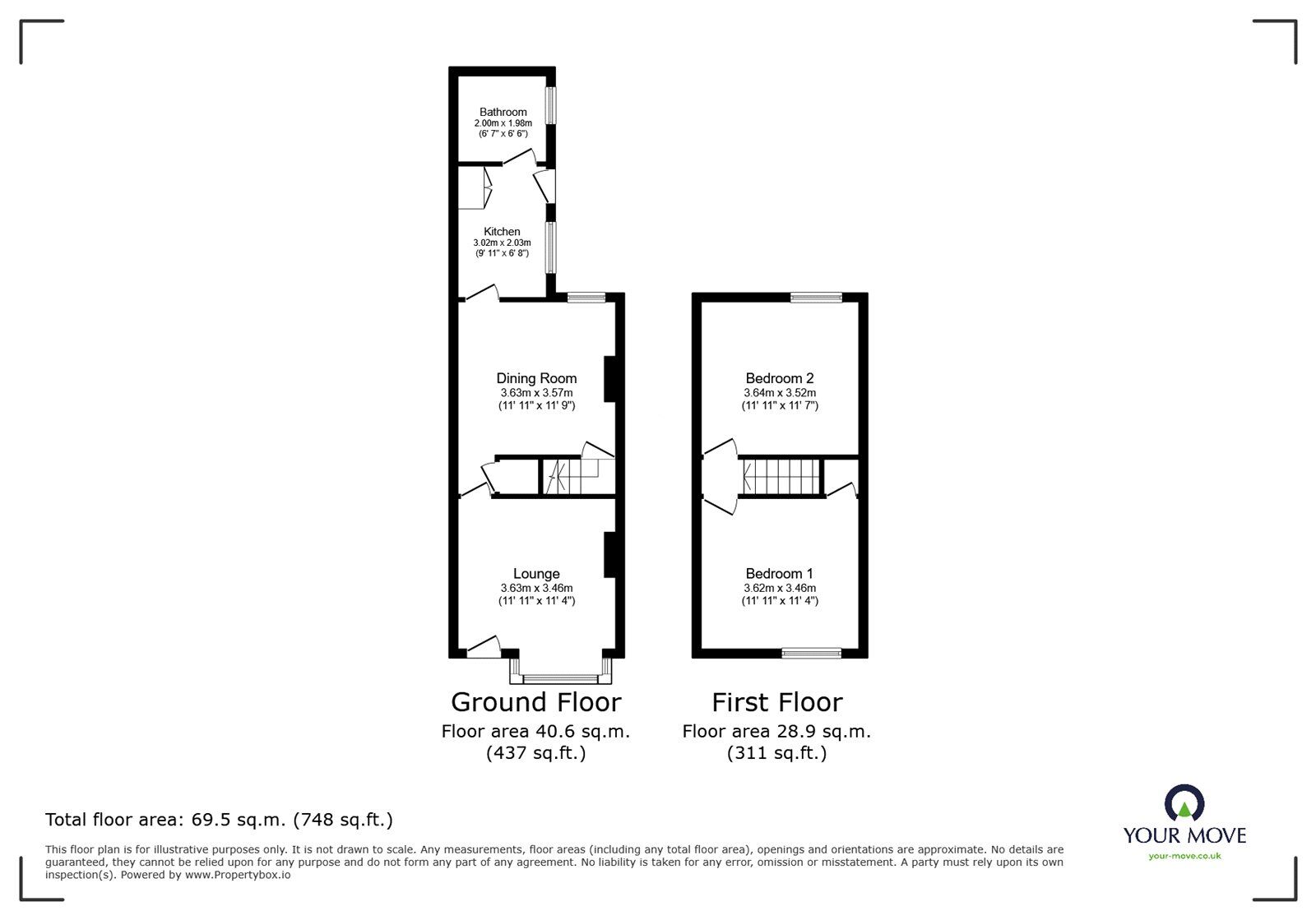 Floorplan of 2 bedroom End Terrace House for sale, Railway Terrace, Bulkington Road, Warwickshire, CV12