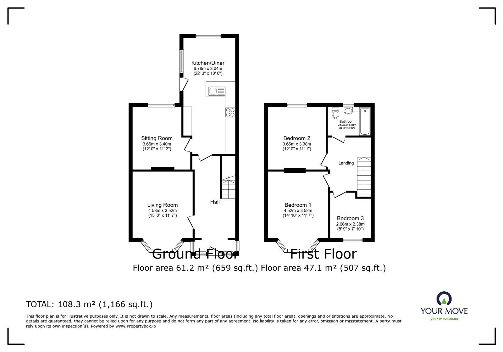 Floorplan of 3 bedroom Semi Detached House for sale, Goodyers End Lane, Bedworth, Warwickshire, CV12
