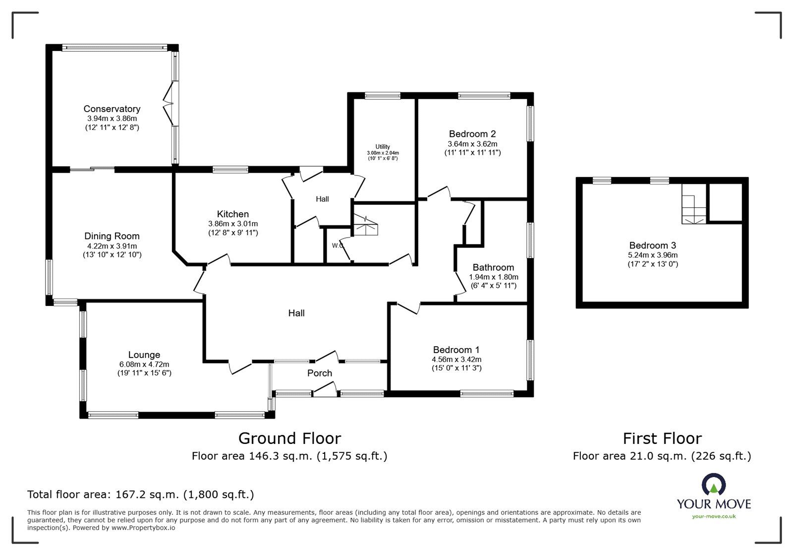 Floorplan of 3 bedroom Detached Bungalow for sale, Frances Crescent, Bedworth, Warwickshire, CV12