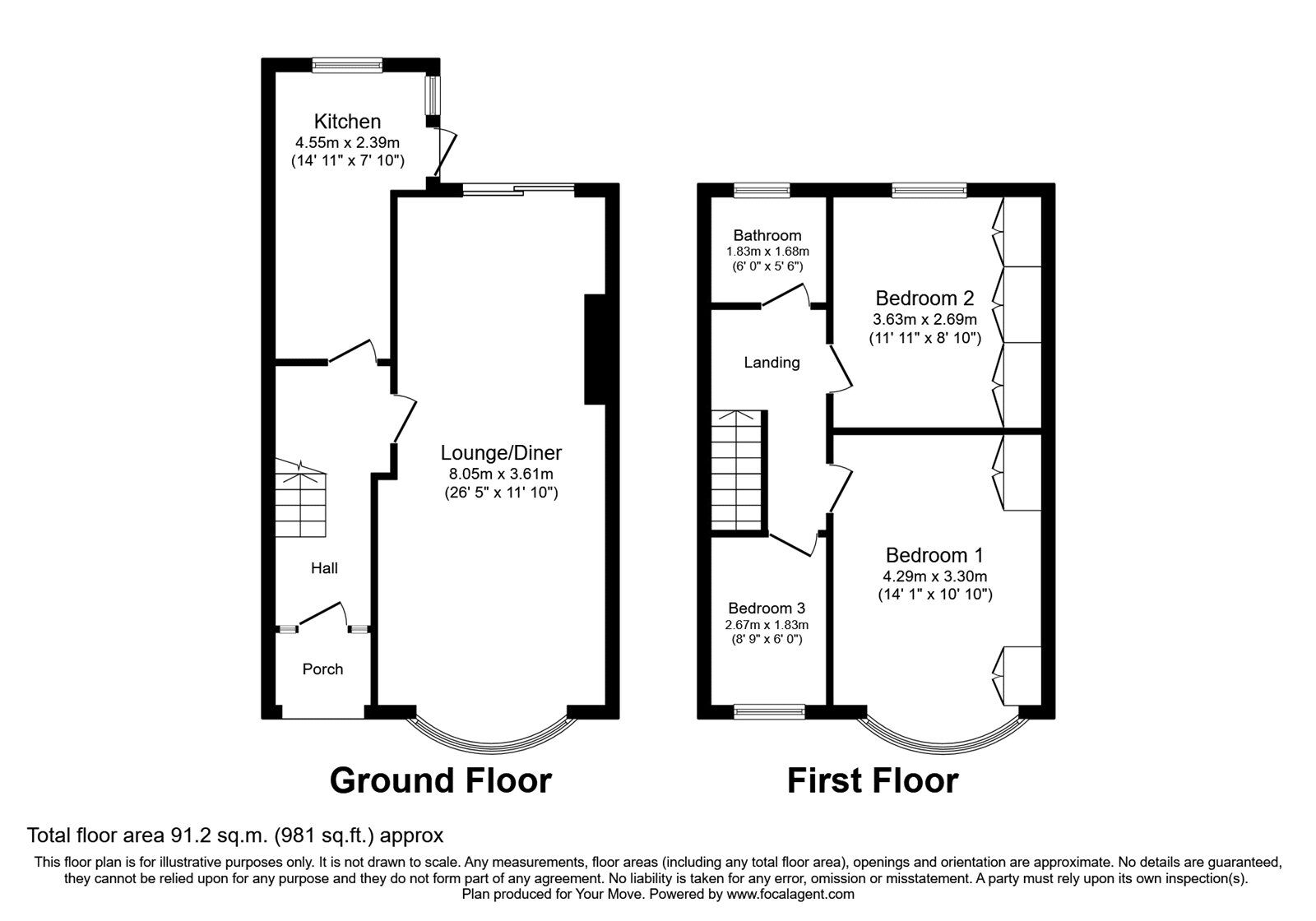 Floorplan of 3 bedroom End Terrace House to rent, Farren Road, Coventry, West Midlands, CV2