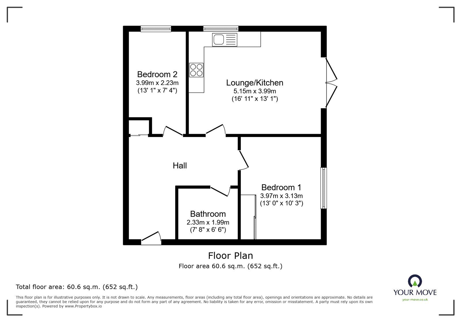 Floorplan of 2 bedroom  Flat for sale, Nuneaton Road, Bedworth, Warwickshire, CV12
