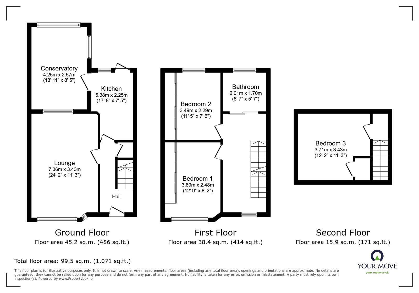 Floorplan of 3 bedroom Mid Terrace House for sale, Yewdale Crescent, Coventry, West Midlands, CV2
