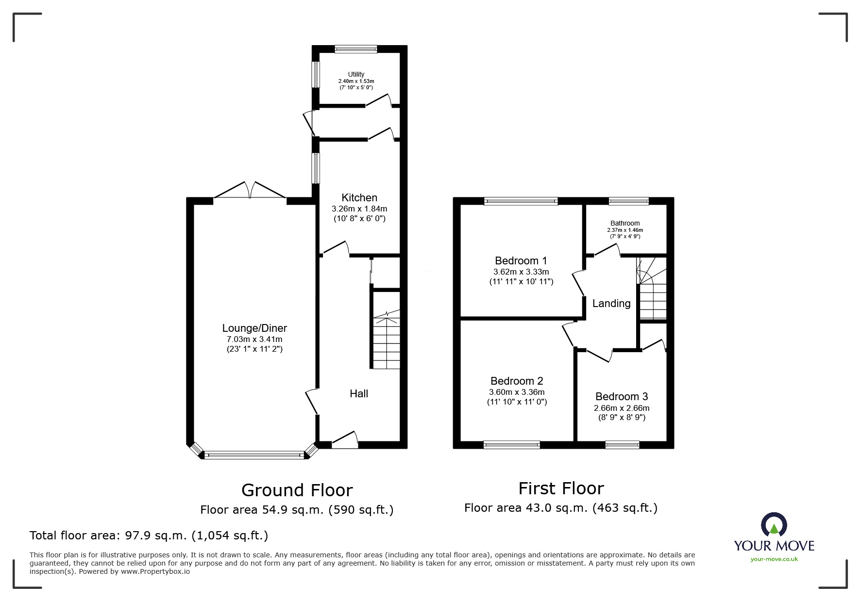 Floorplan of 3 bedroom Mid Terrace House for sale, Poole Road, Coventry, West Midlands, CV6