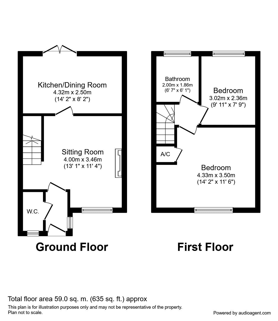 Floorplan of 2 bedroom Mid Terrace House to rent, Firedrake Croft, Coventry, West Midlands, CV1