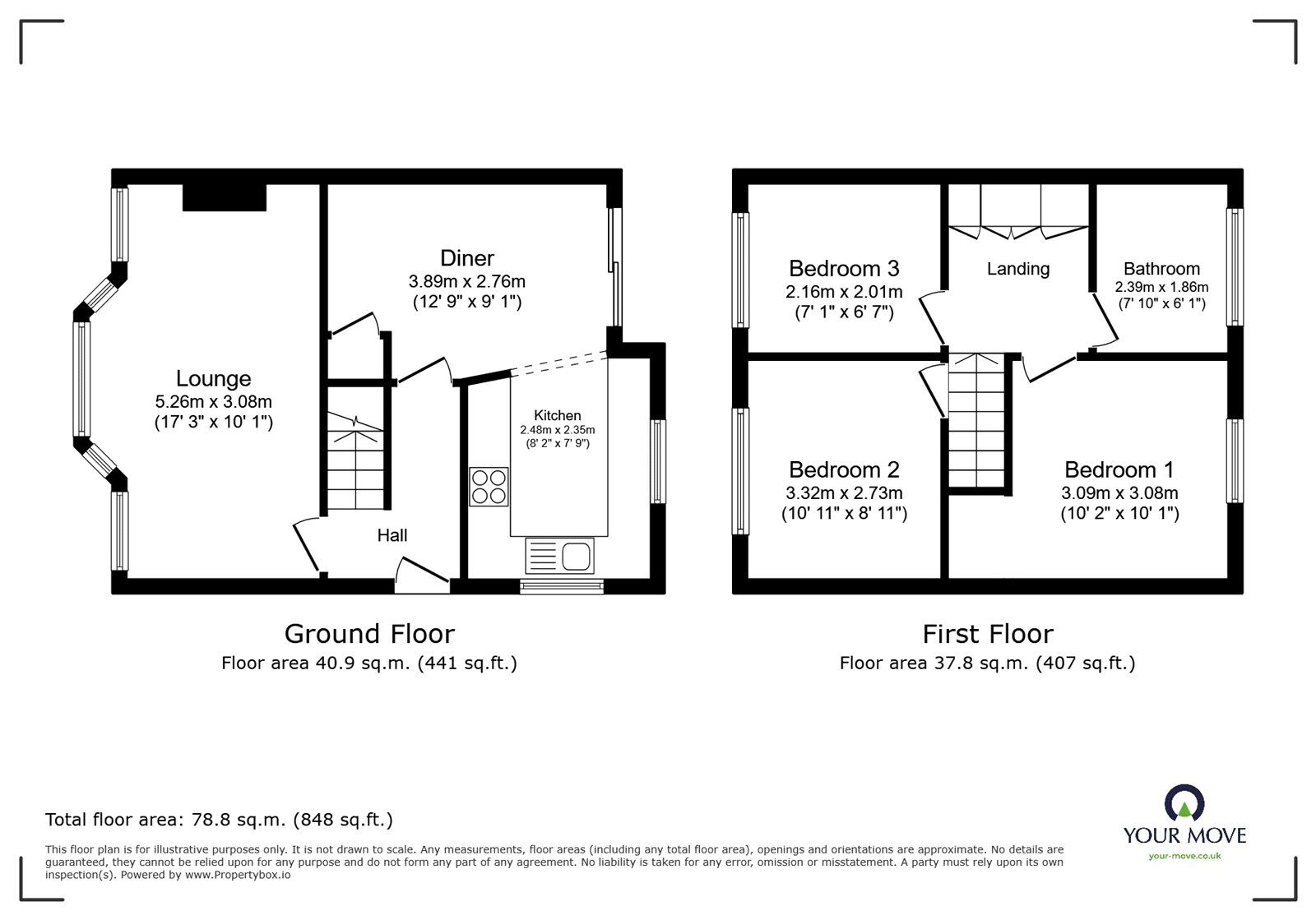 Floorplan of 3 bedroom Semi Detached House for sale, Florence Close, Bedworth, Warwickshire, CV12