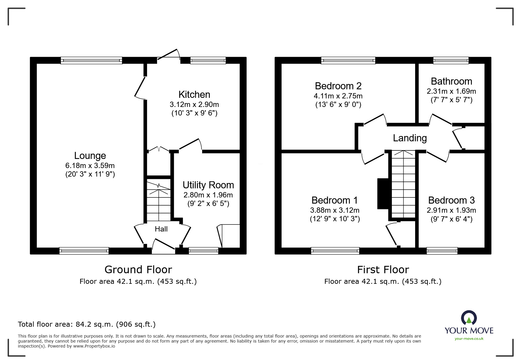 Floorplan of 3 bedroom Mid Terrace House for sale, Keenan Drive, Bedworth, Warwickshire, CV12