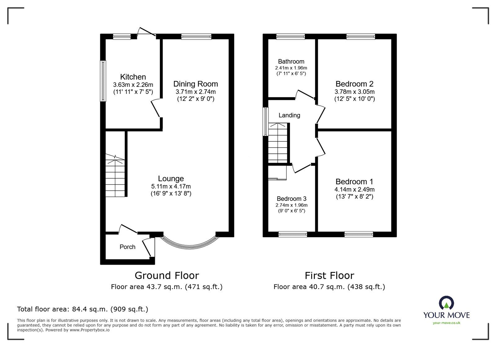 Floorplan of 3 bedroom Semi Detached House for sale, Ambleside Road, Bedworth, Warwickshire, CV12