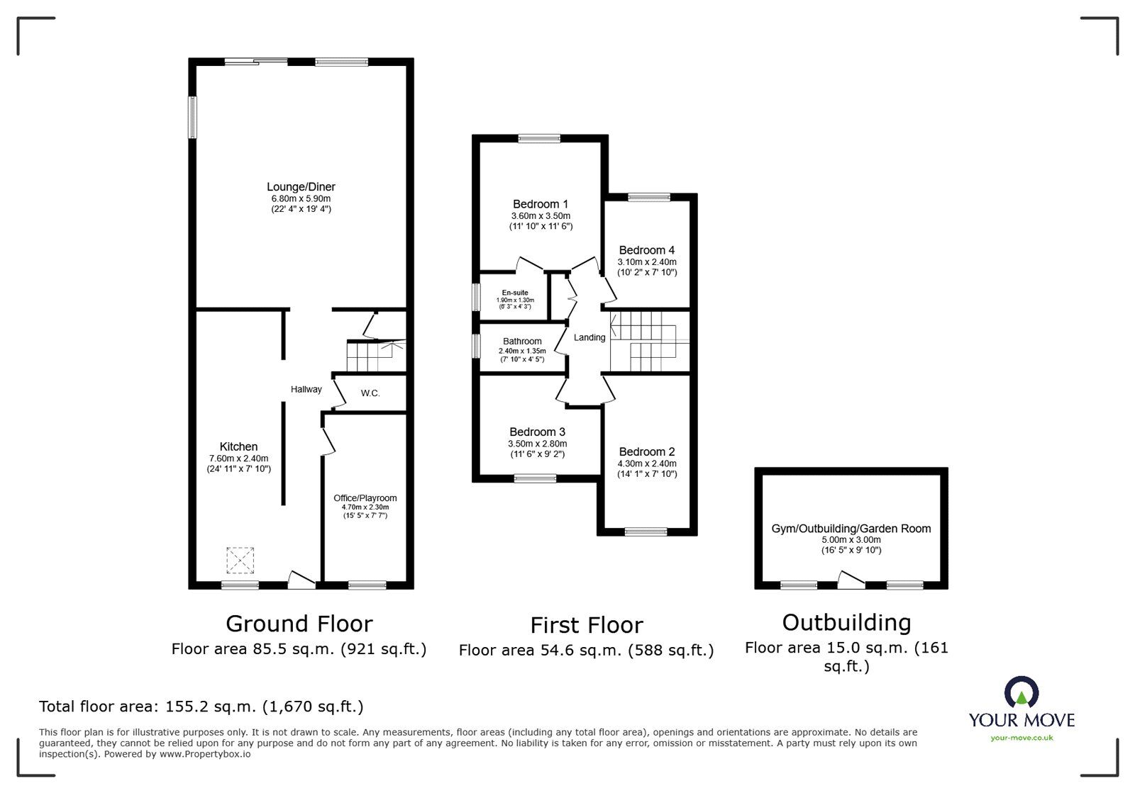 Floorplan of 4 bedroom Detached House for sale, Brooklea, Bedworth, Warwickshire, CV12