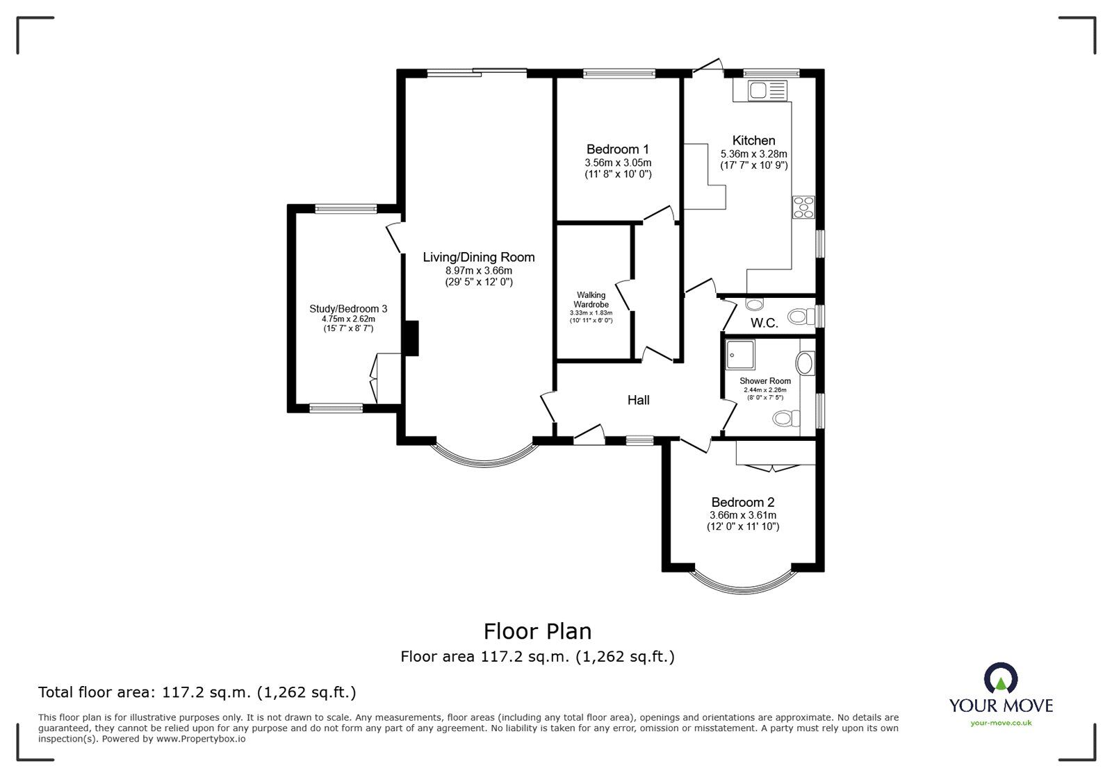 Floorplan of 3 bedroom Detached Bungalow for sale, Chapel Lane, Barnacle, Warwickshire, CV7