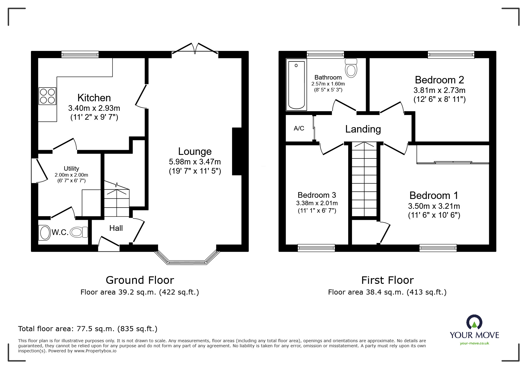 Floorplan of 3 bedroom Semi Detached House for sale, Exhall Road, Keresley End, Warwickshire, CV7