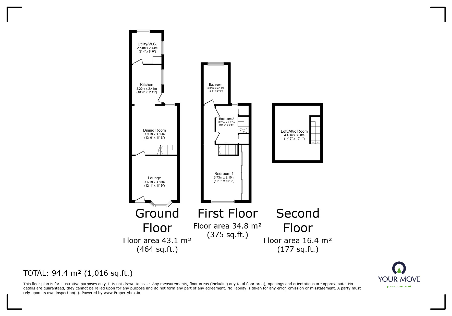 Floorplan of 2 bedroom Mid Terrace House for sale, Marston Lane, Warwickshire, CV12