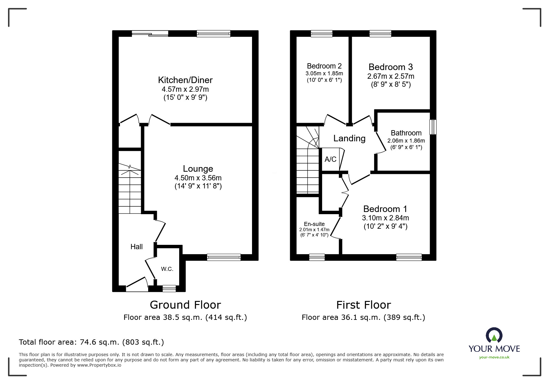 Floorplan of 3 bedroom Detached House for sale, Bluebell Drive, Bedworth, Warwickshire, CV12