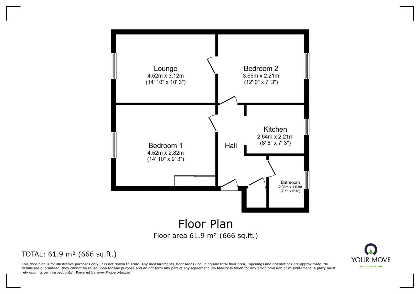 Floorplan of 2 bedroom Flat to rent, Simon Court, Exhall, Warwickshire, CV7