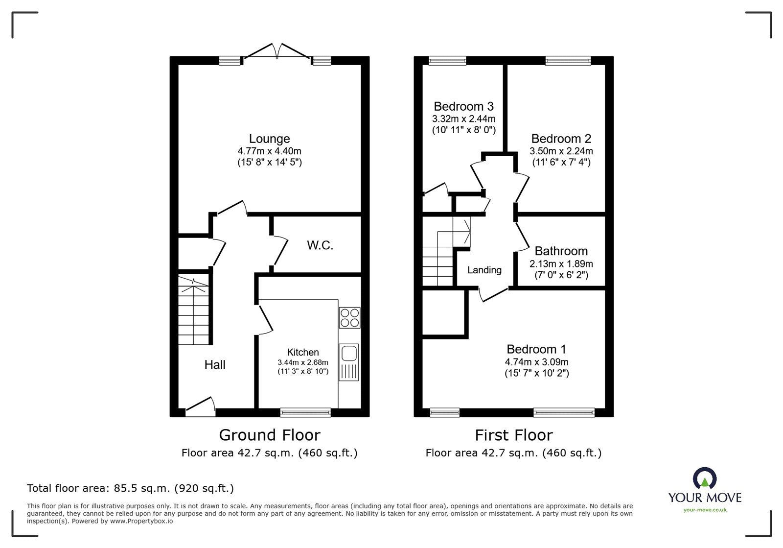 Floorplan of 3 bedroom Semi Detached House for sale, Tame Way, Bulkington, Warwickshire, CV12