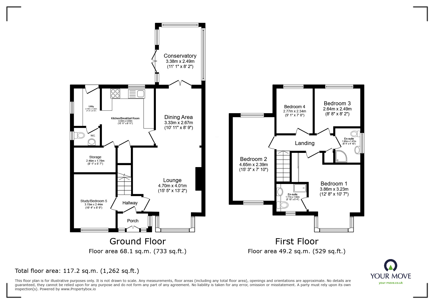 Floorplan of 4 bedroom Detached House for sale, Tewkesbury Drive, Bedworth, Warwickshire, CV12