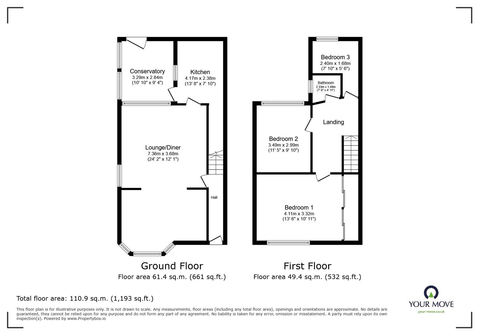 Floorplan of 3 bedroom End Terrace House for sale, Pearson Avenue, Coventry, West Midlands, CV6