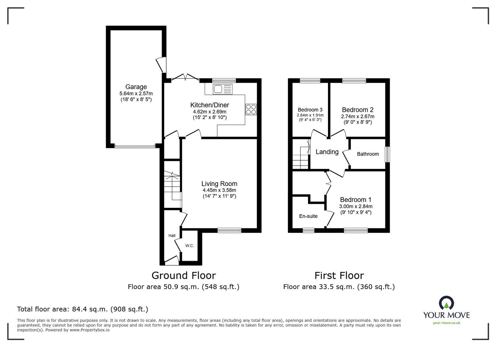 Floorplan of 3 bedroom Detached House for sale, Clover Way, Bedworth, Warwickshire, CV12