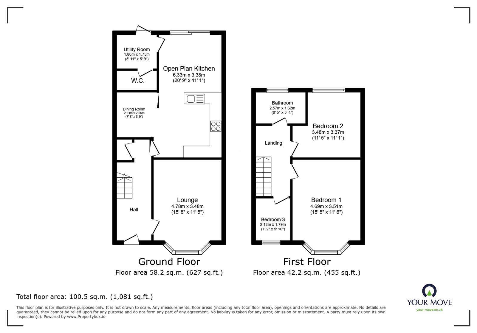 Floorplan of 3 bedroom Semi Detached House for sale, Briardene Avenue, Bedworth, Warwickshire, CV12