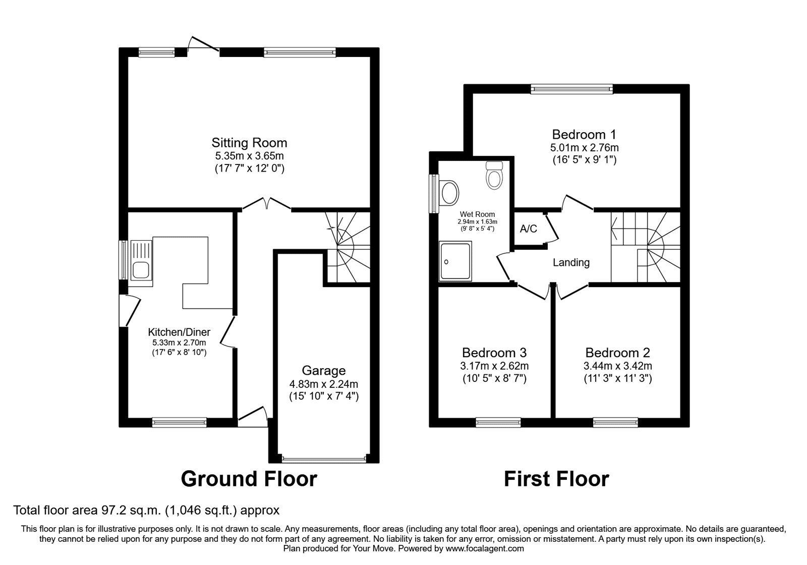 Floorplan of 3 bedroom Semi Detached House to rent, Lansdowne Close, Bedworth, Warwickshire, CV12