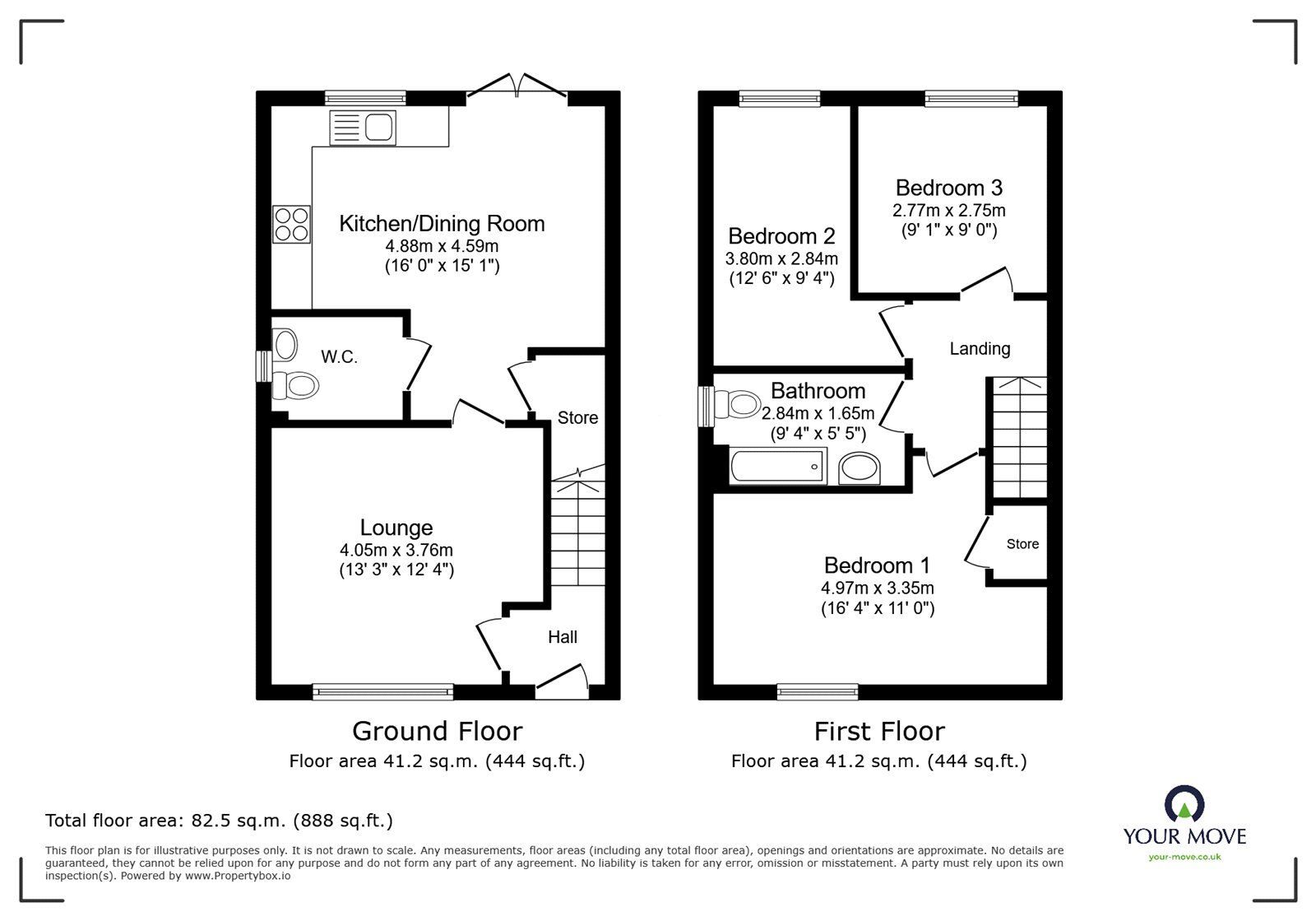 Floorplan of 3 bedroom Mid Terrace House for sale, Moat House Close, Exhall, Warwickshire, CV7