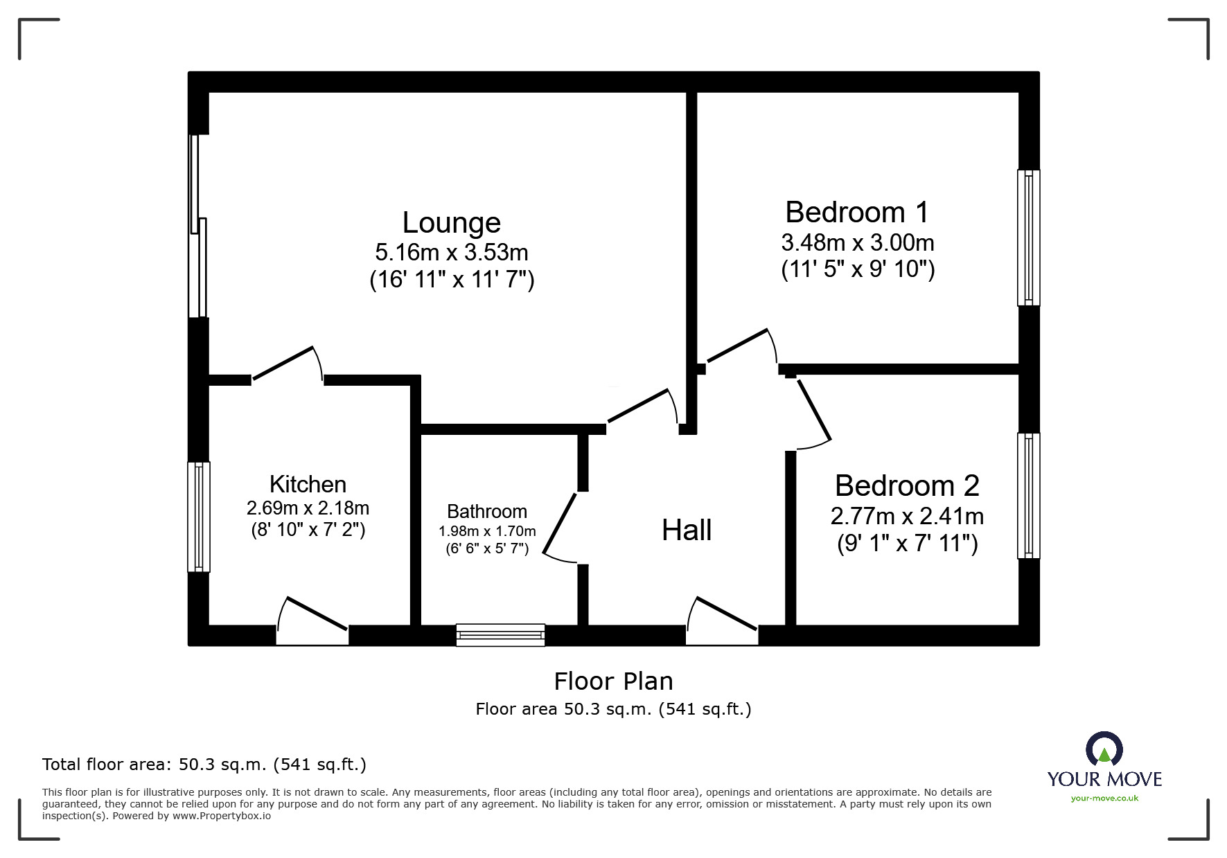 Floorplan of 2 bedroom Semi Detached Bungalow for sale, Larchwood Road, Exhall, Warwickshire, CV7
