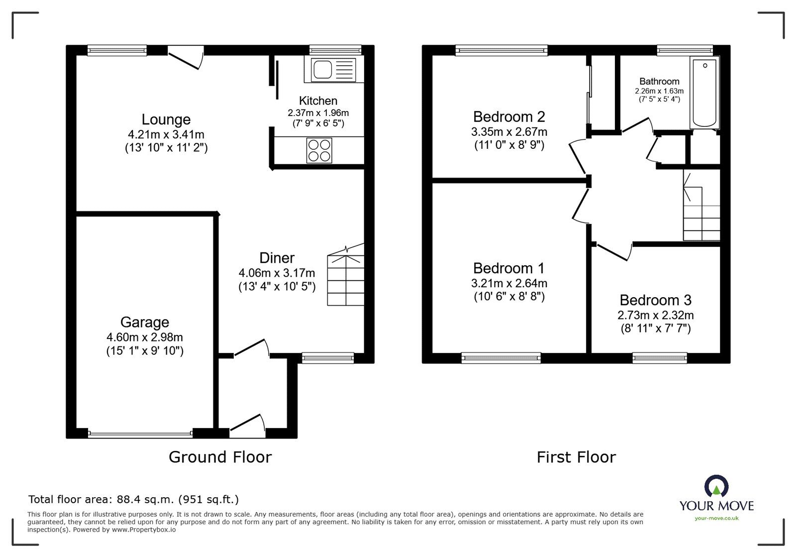 Floorplan of 3 bedroom Mid Terrace House for sale, Hendre Close, Coventry, West Midlands, CV5