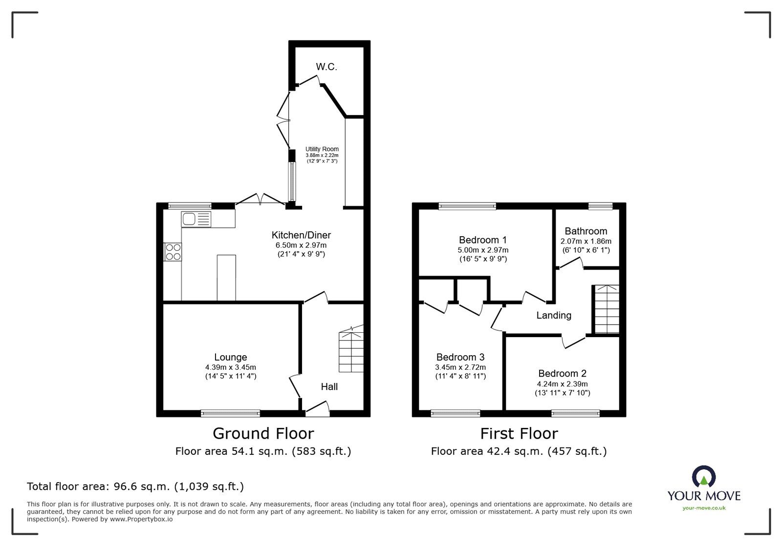 Floorplan of 3 bedroom Mid Terrace House for sale, Barnacle Lane, Bulkington, Warwickshire, CV12