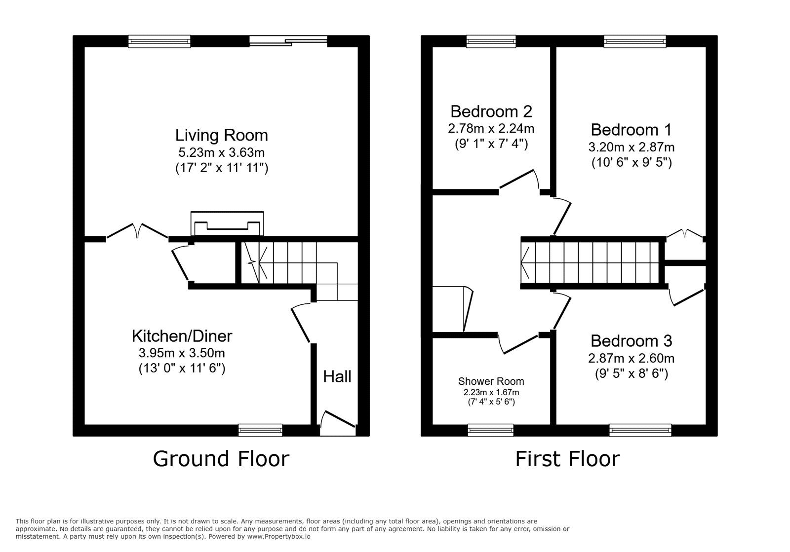 Floorplan of 3 bedroom Mid Terrace House to rent, Larchwood Road, Exhall, Warwickshire, CV7