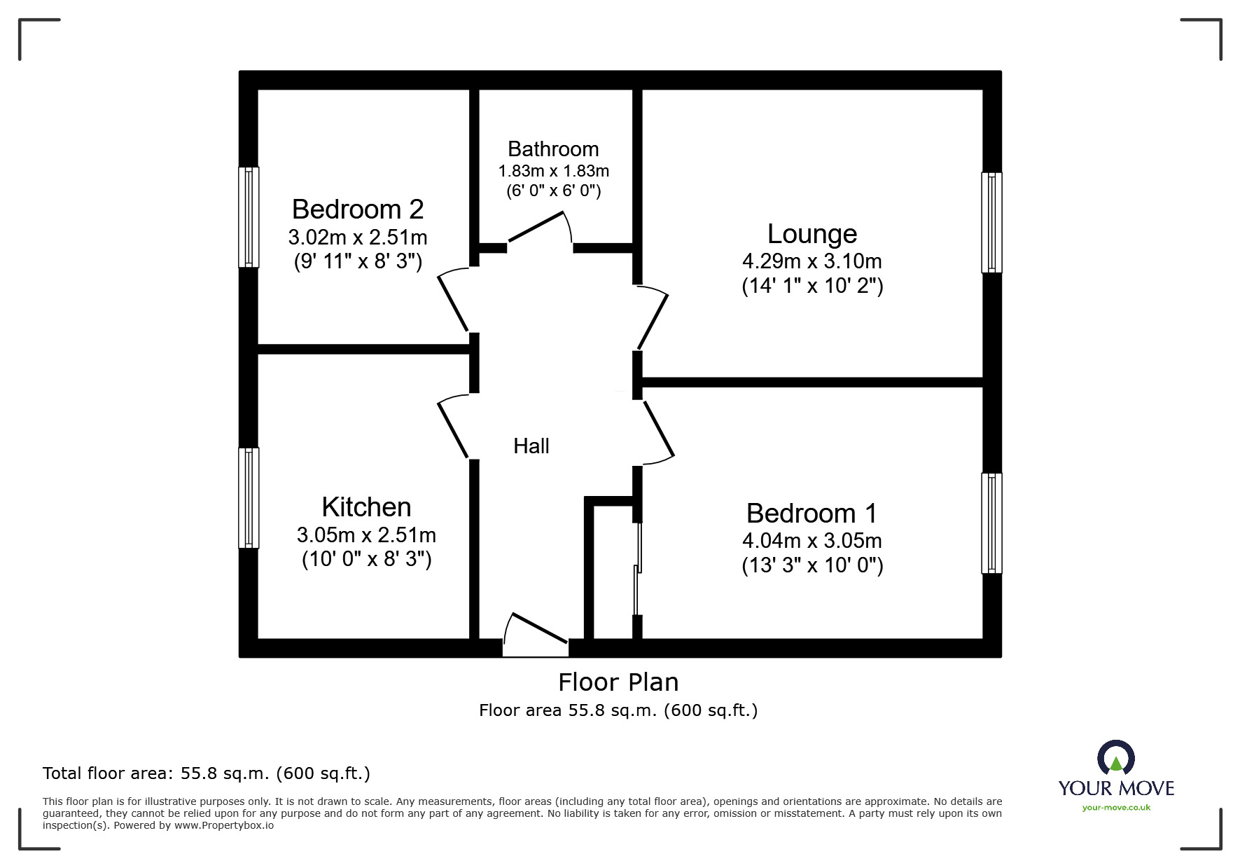 Floorplan of 2 bedroom Flat for sale, The Waterfront, Exhall, Warwickshire, CV7