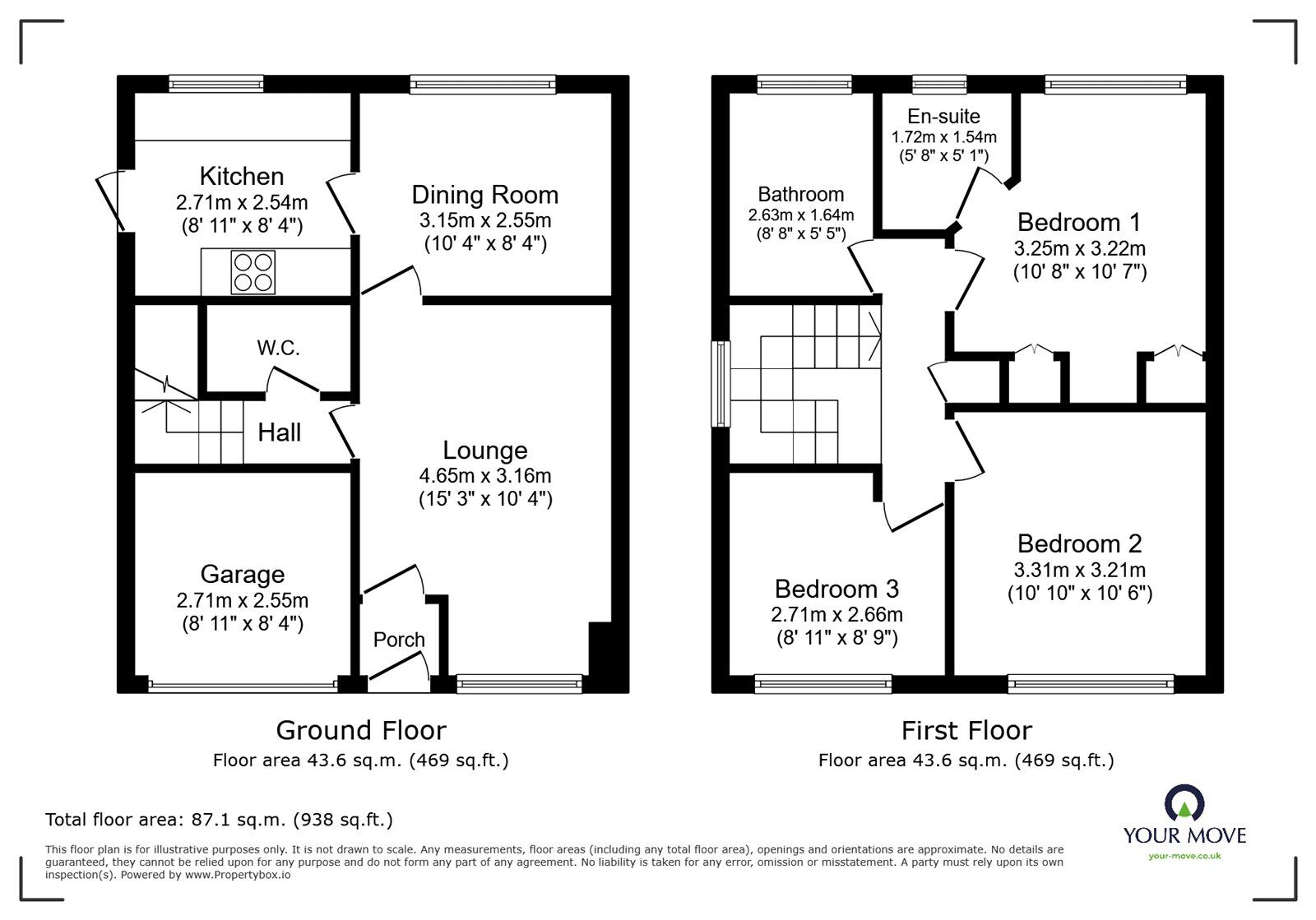 Floorplan of 3 bedroom Detached House for sale, Tewkesbury Drive, Bedworth, Warwickshire, CV12