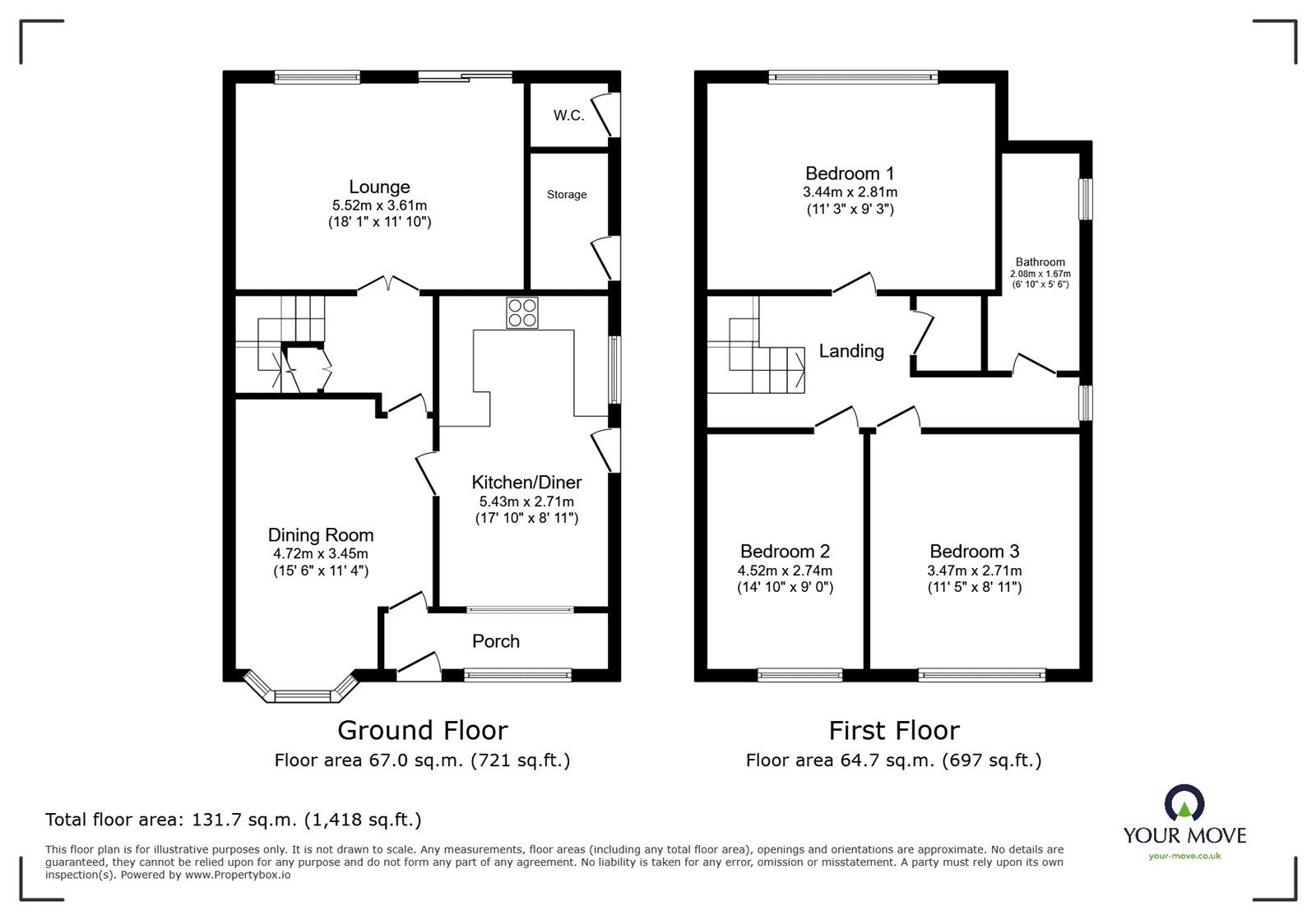 Floorplan of 3 bedroom Semi Detached House for sale, Wiltshire Close, Bedworth, Warwickshire, CV12