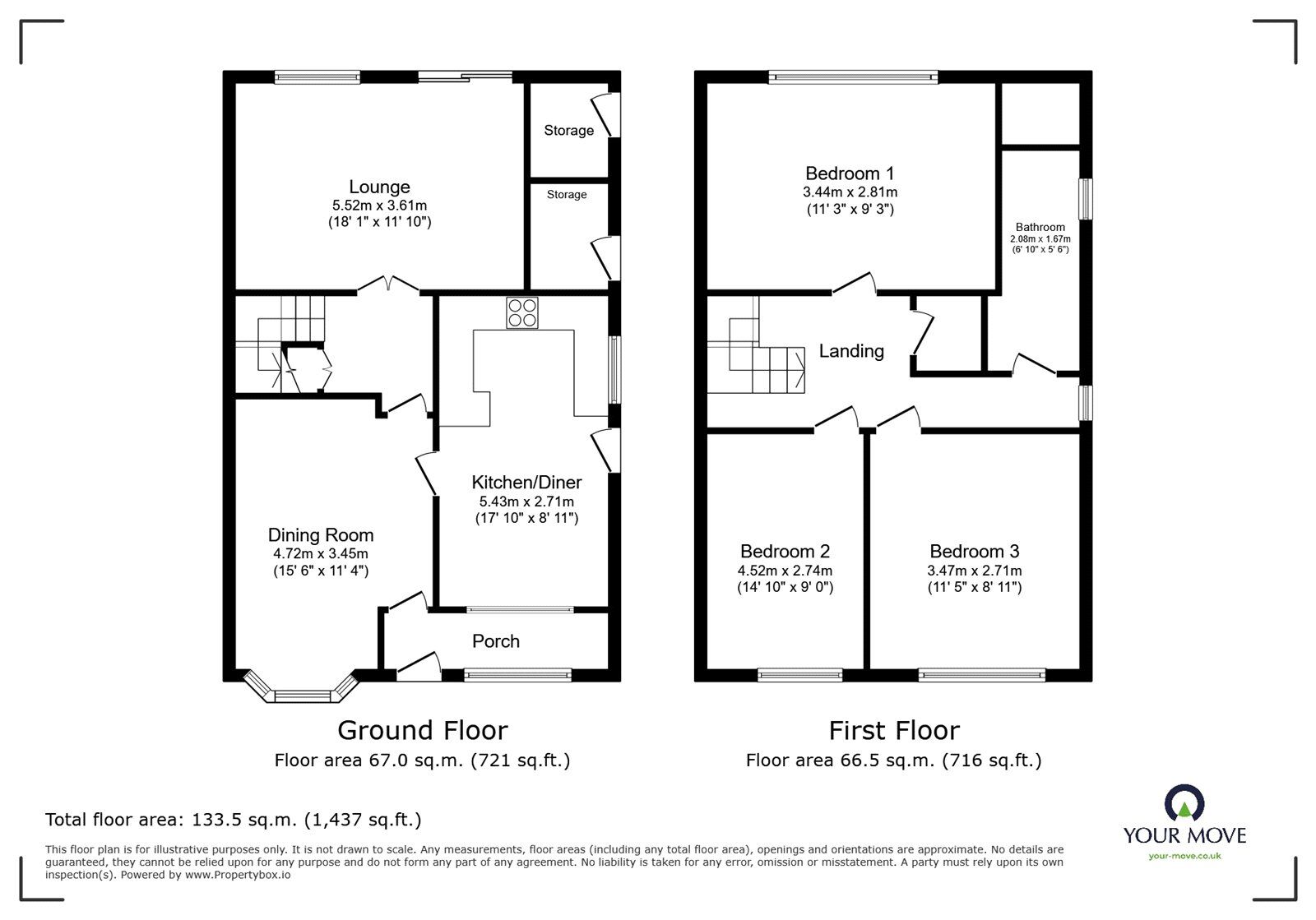 Floorplan of 3 bedroom Semi Detached House for sale, Wiltshire Close, Bedworth, Warwickshire, CV12