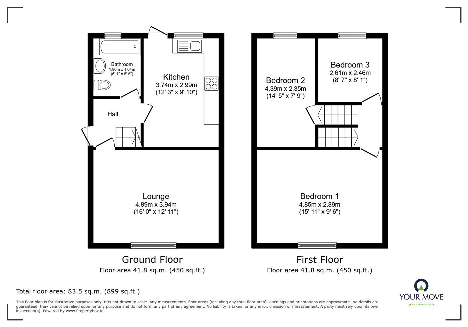 Floorplan of 3 bedroom Semi Detached House for sale, Mersey Road, Bulkington, Warwickshire, CV12