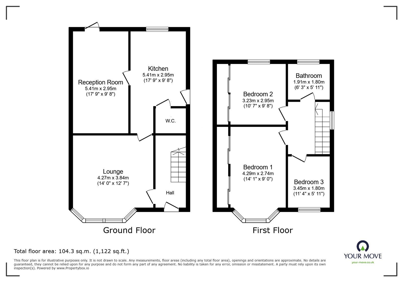 Floorplan of 3 bedroom Semi Detached House for sale, Nuneaton Road, Bedworth, Warwickshire, CV12